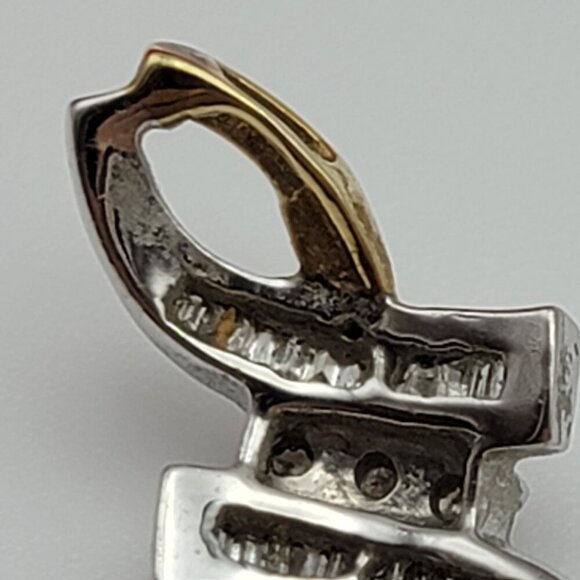 Vtg. JWBR 10K Yellow And White Gold Diamond Infinity Pendant Necklace 18" Signed - Picture 8 of 12